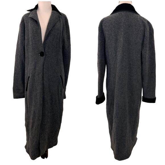 Icelandic Design Grey & Black Wool Trench Coat Size Medium - Picture 1 of 12